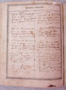 HARDCASTLE BIBLE Family Record 2