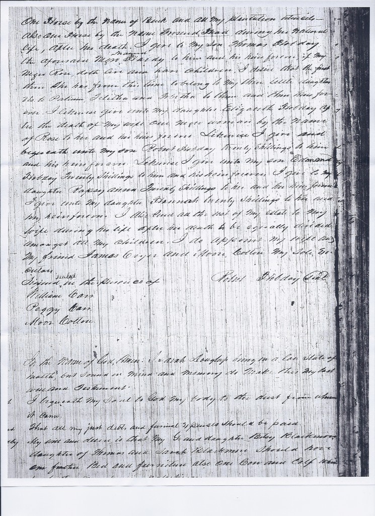 Will of Robert Hobday, 1797, pg 2