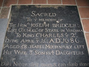 The tombstone in the floor of St. Luke's Church 
