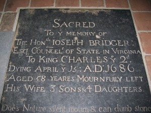 The tombstone in the floor of St. Luke's Church