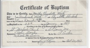 Baptism record of Martha Wirtz