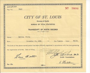 Birth record of Mattie Wirtz