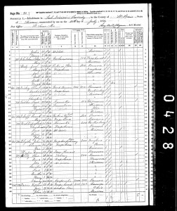 1870 Census for Theodore Wirtz family